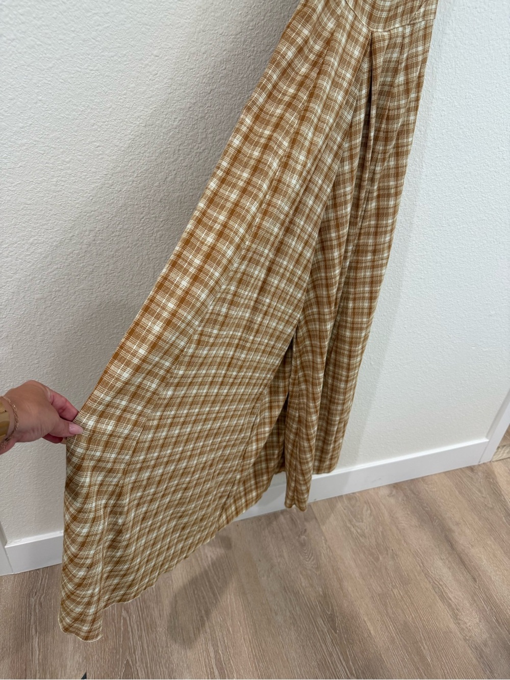Free People Mustard Plaid Wide Leg Jumpsuit - Picture 8 of 8